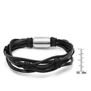 Mens Leather Bracelet in Black alternate view