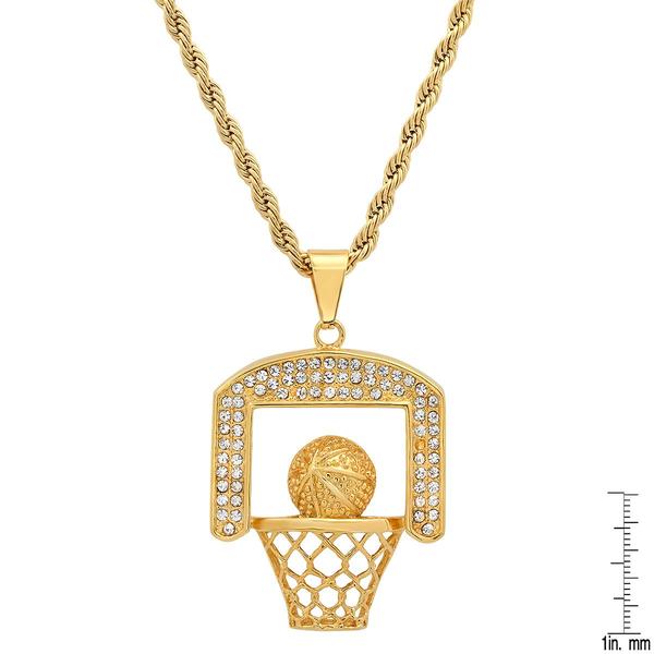 Mens Steeltime Fast Break 18kt. Gold Plated Basketball Necklace alternate view