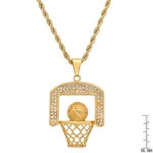 Mens Steeltime Fast Break 18kt. Gold Plated Basketball Necklace alternate view