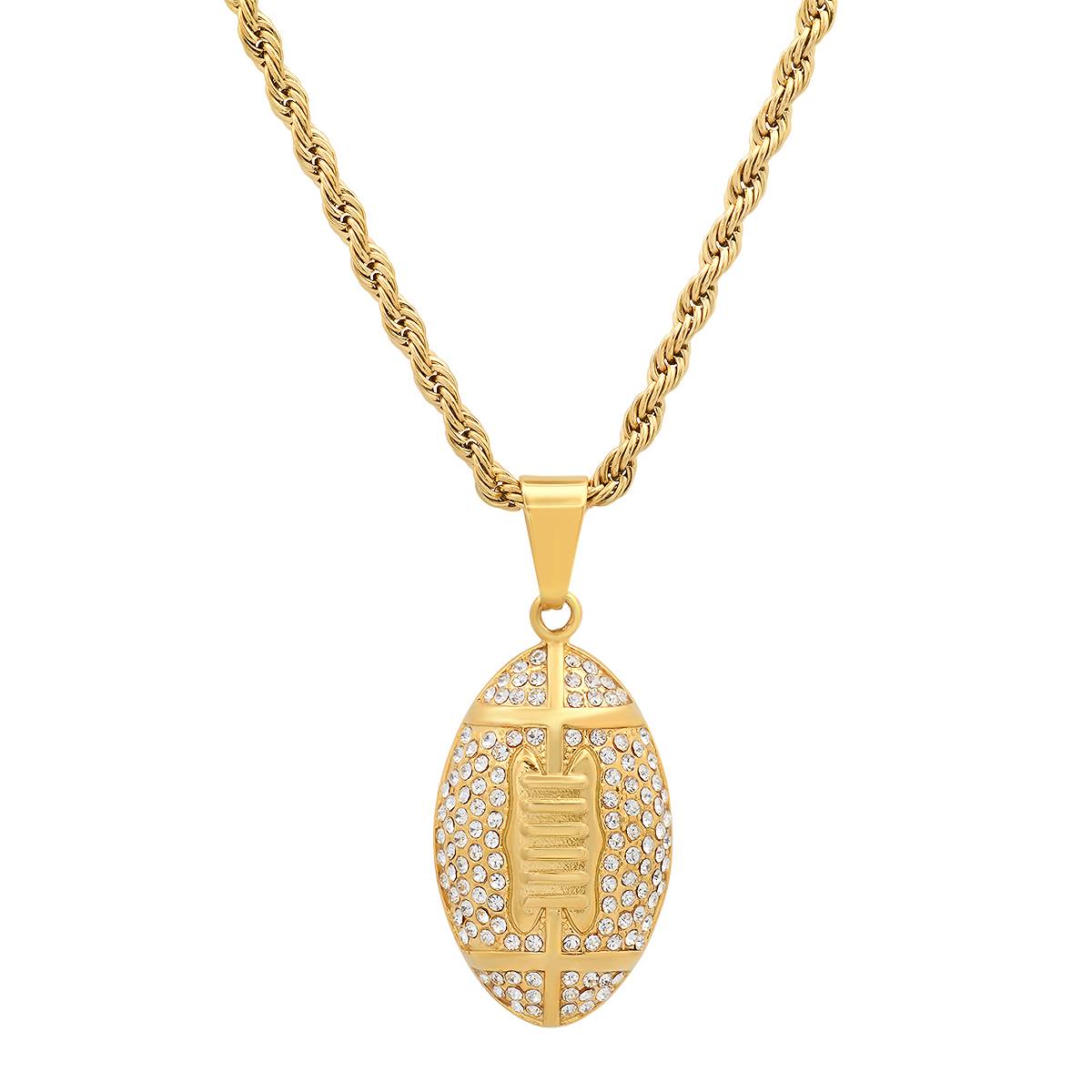 Mens Steeltime 18kt. Gold Plated Touchdown Pendant Necklace