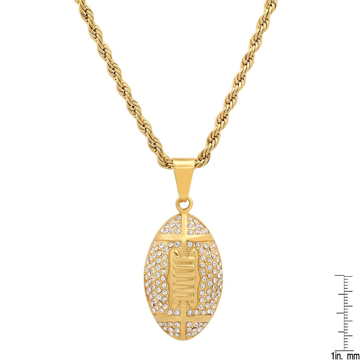 Mens Steeltime 18kt. Gold Plated Touchdown Pendant Necklace