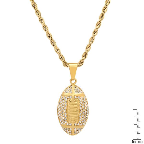Mens Steeltime 18kt. Gold Plated Touchdown Pendant Necklace alternate view