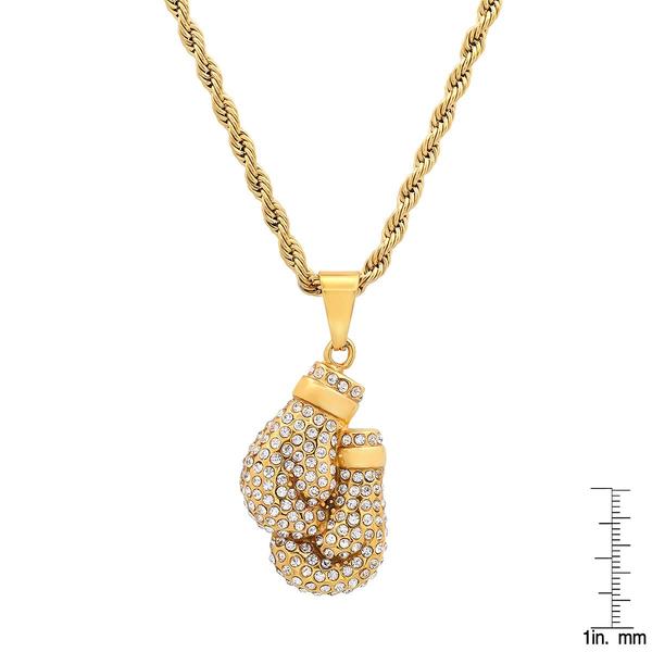 Mens Steeltime Knockout 18kt. Gold Plates Boxing Glove Necklace alternate view