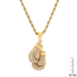 Mens Steeltime Knockout 18kt. Gold Plates Boxing Glove Necklace alternate view