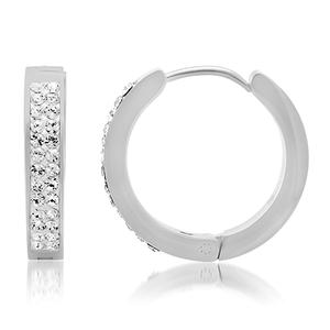 Steeltime Steel & Swarovski(R) Crystal Hoop Earrings
