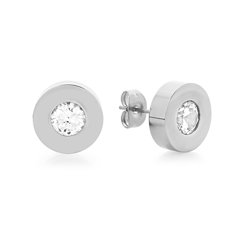 Stainless Steel Swarovski(R) Crystal Stud Earrings