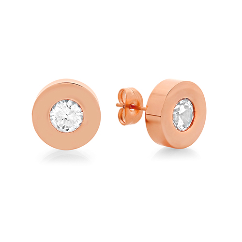 Unisex Rose Gold Plated Swarovski(R) Crystal Stud Earrings