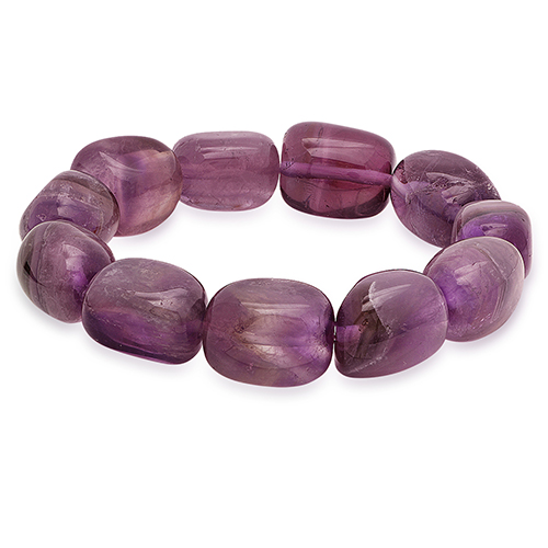 Genuine Amethyst Beaded Stretch Bracelet