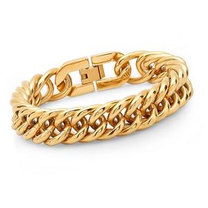 Steeltime 18kt. Gold Plated Stainless Steel Cuban Link Bracelet alternate view