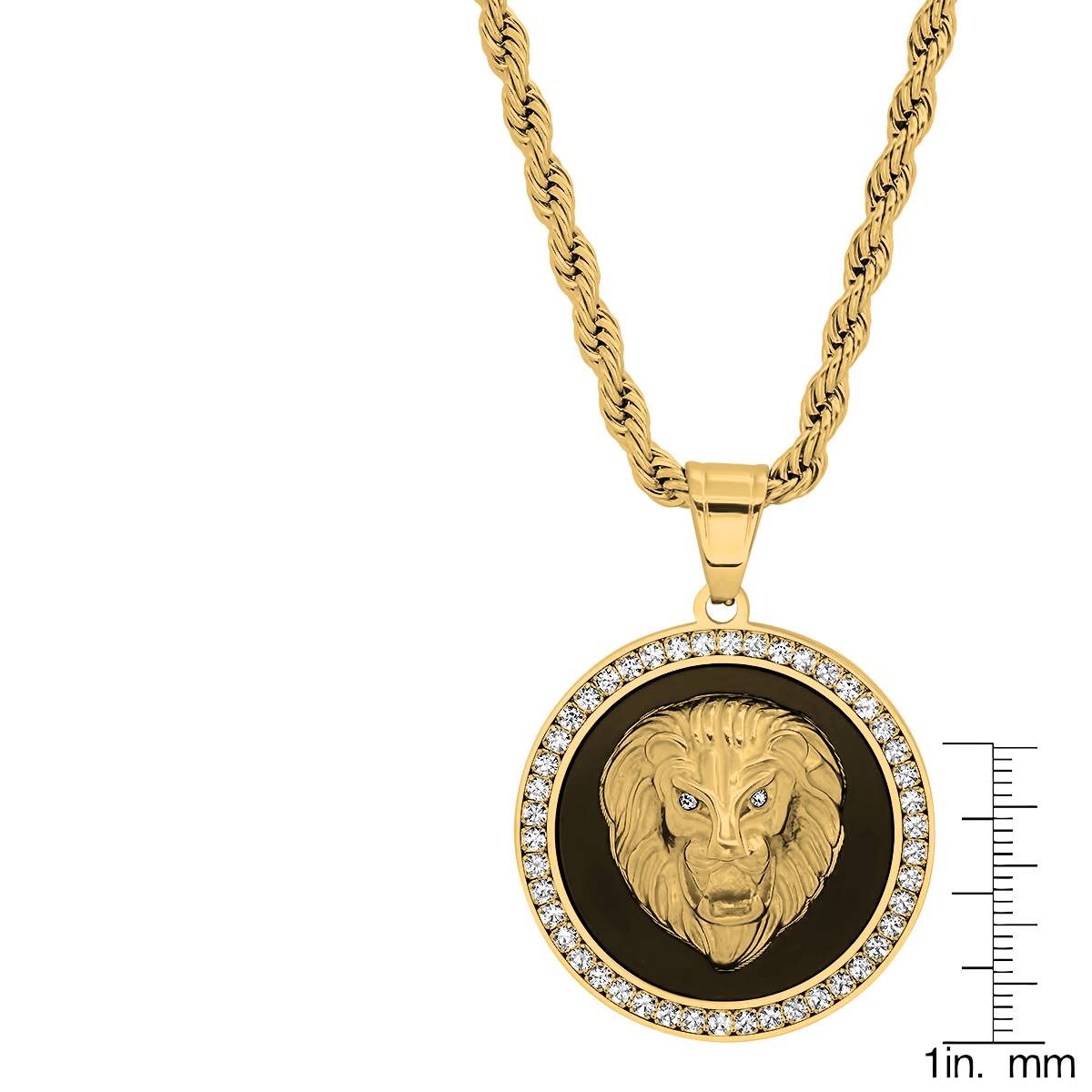 Mens Steeltime 18kt. Gold Plated Royal Lion Pendant Necklace