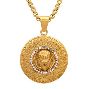 Mens Steeltime 18kt. Gold Plated Untamed Lion Pendant Necklace alternate view