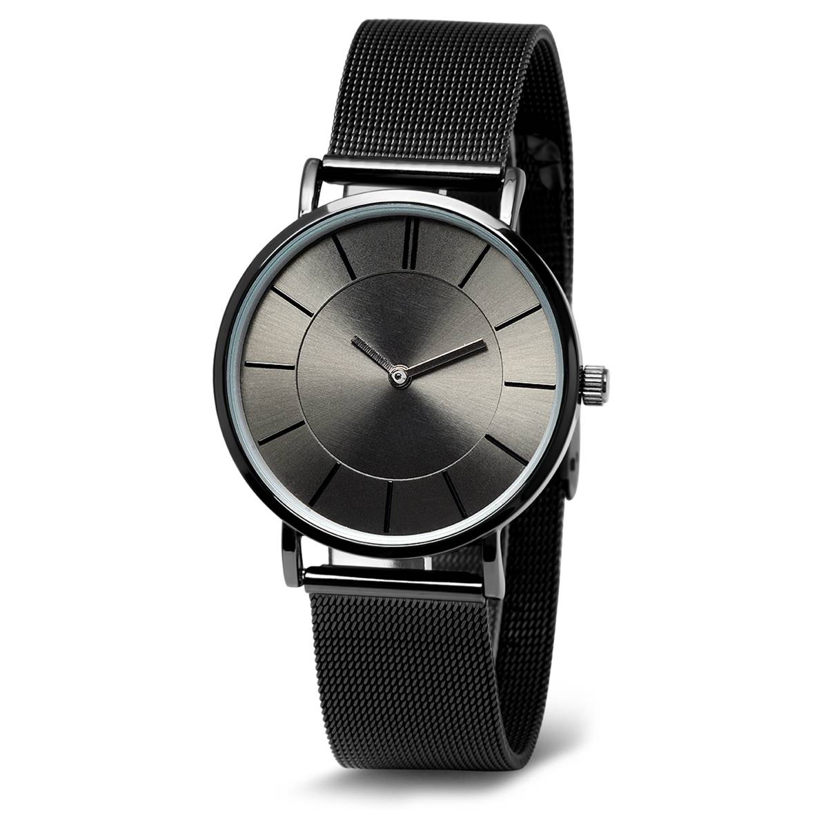 Mens Steeltime Black Mesh Strap Watch - C6002W