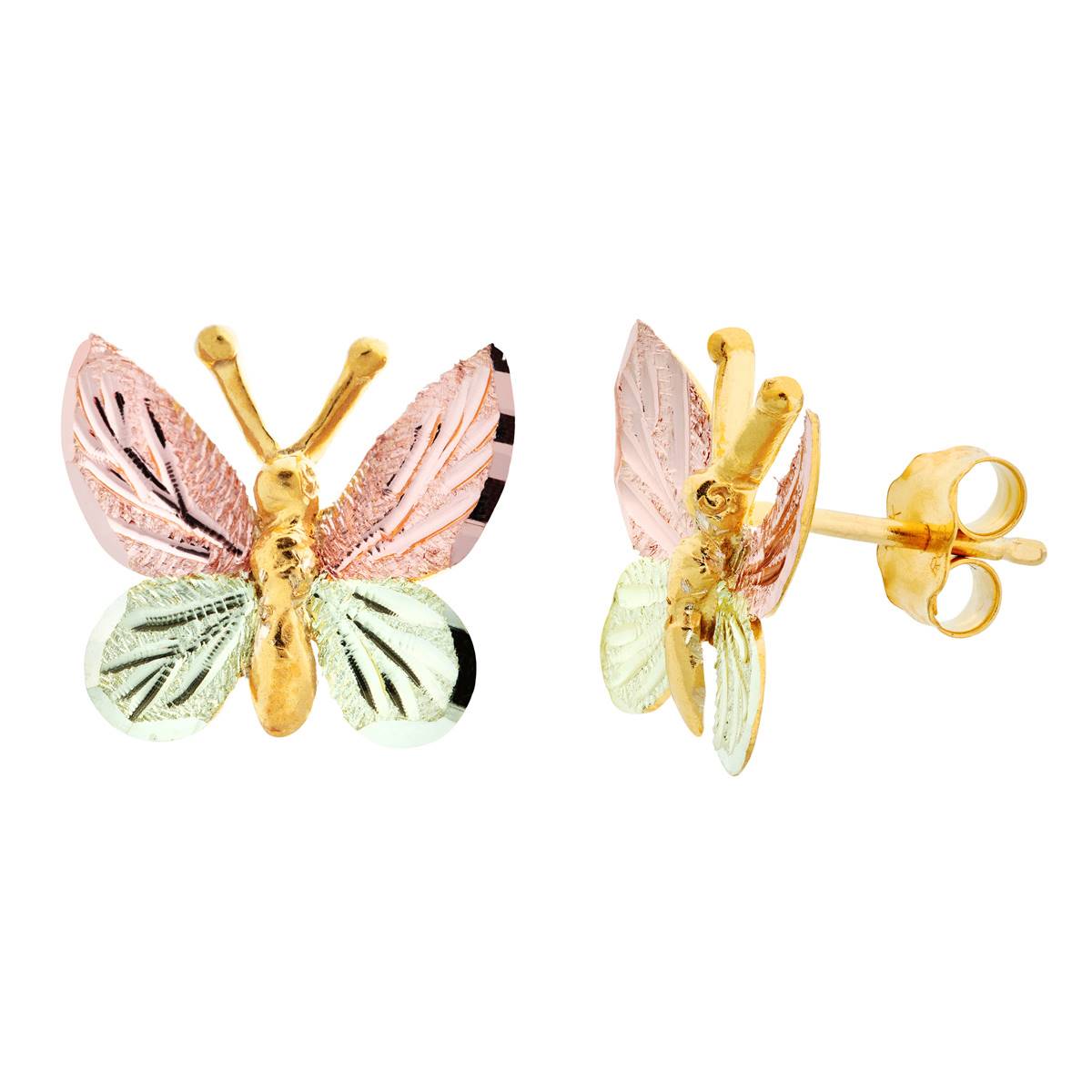 Gold Classics(tm) Black Hills Gold Butterfly Stud Earrings