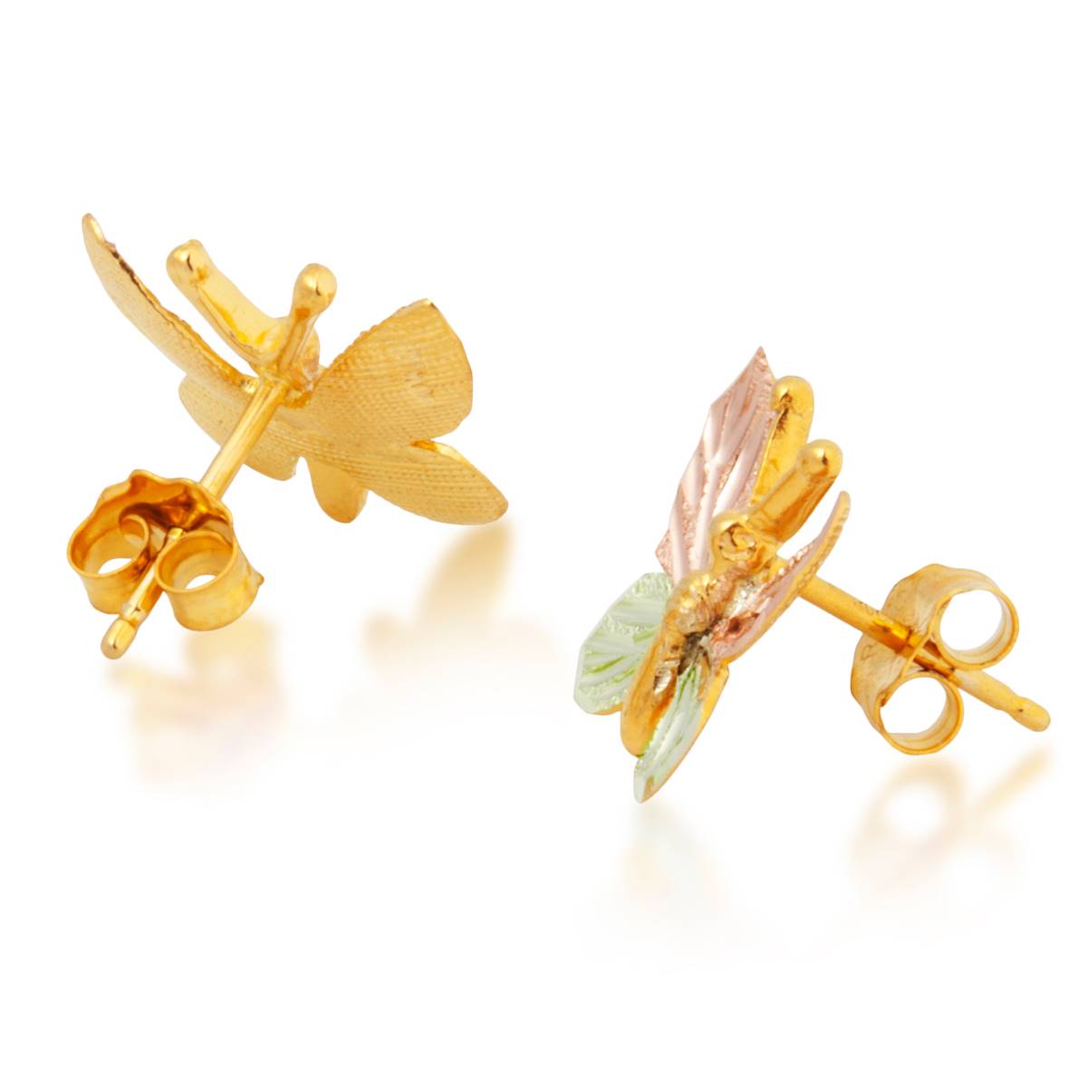 Gold Classics(tm) Black Hills Gold Butterfly Stud Earrings