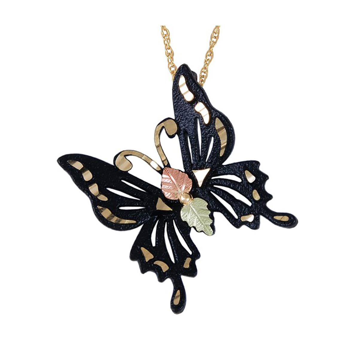 Gold Classics(tm) Black Hills Gold Butterfly Pendant Necklace