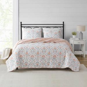 Cedar Court Jasper Cotton Floral Reversible 3pc. Quilt Set