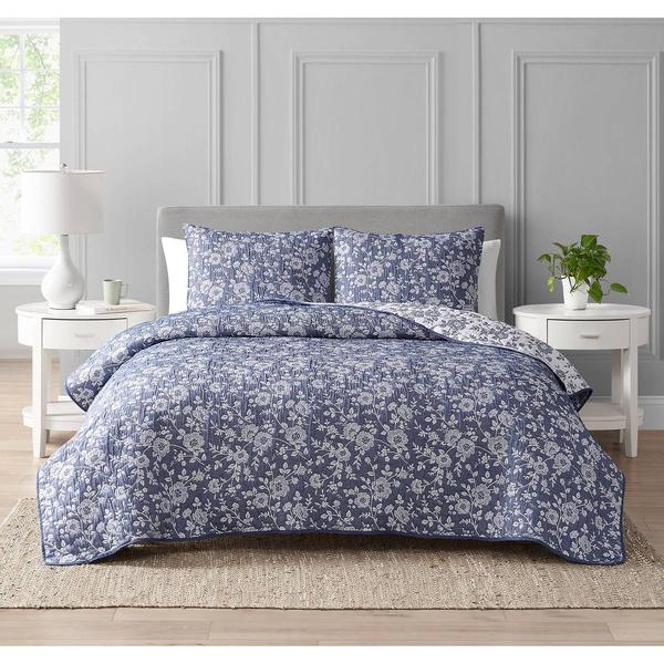 Cedar Court Marguerite Floral Reversible 3pc. Quilt Set