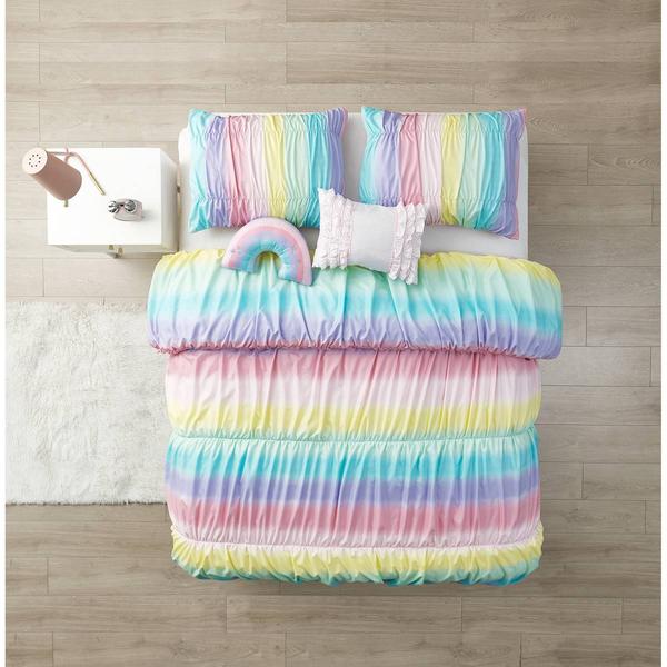 Alex & Bella Rainbow Rouched Microfiber Comforter Bedding Set alternate view