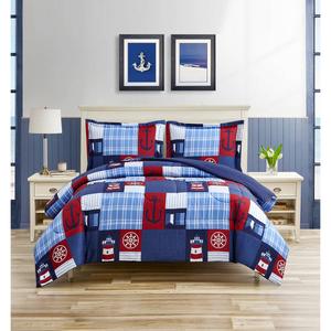Home Retreat Nautical Patch Reversible Comforter Bedding Set