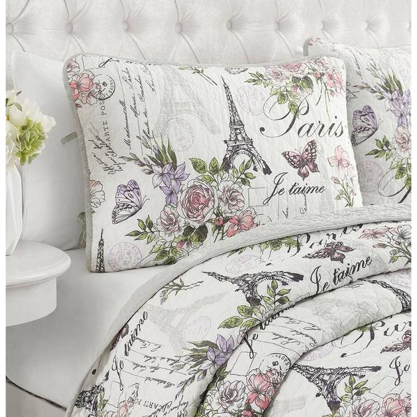 Cedar Court Paris Floral Quilt 3pc. Bedding Set alternate view