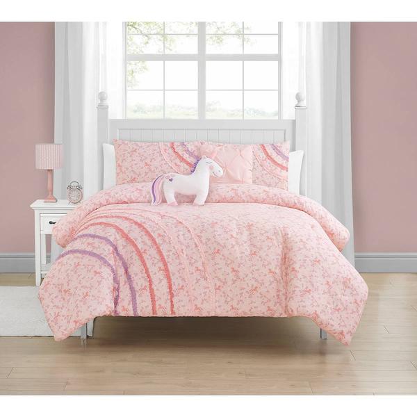 Alex & Bella Rainbow Ruffle Microfiber Comforter Bedding Set