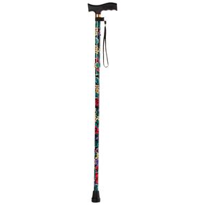Womens Floral Pattern Fashion Folding Cane - Black alternate view