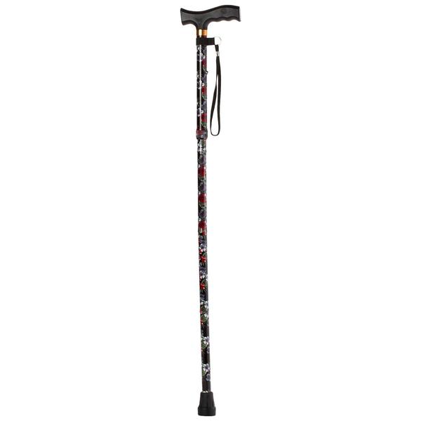 Adjustable Foldable Mobility Cane - Grey Floral alternate view