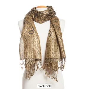 Womens Lurex Paisley Jacquard Pashmina Style Scarf alternate view