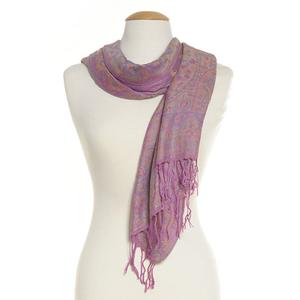 Womens Large Paisley Jacquard Pashmina - Purple