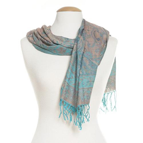 Womens Woven Floral Vine Jacquard Pashmina