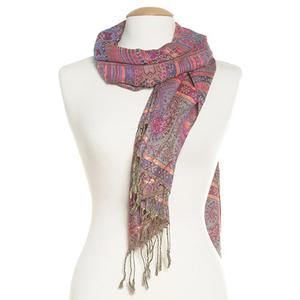 Womens Paisley Striped Jacquard Pashmina