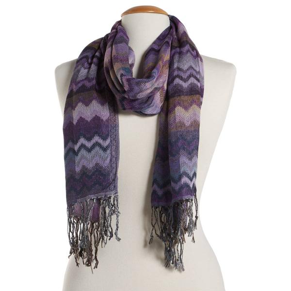 Womens Chevron Jacquard Pashmina