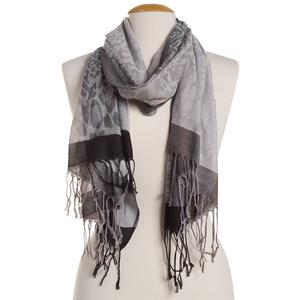 Womens Grey Jacquard Pashmina Scarf