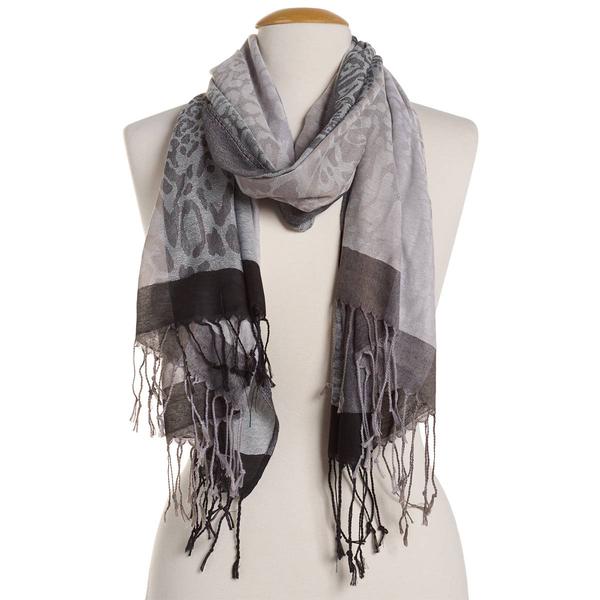 Womens Grey Jacquard Pashmina Scarf alternate view