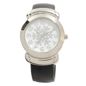 Womens Silver-Tone Black Wrapped Snowflake Watch - PT10163B