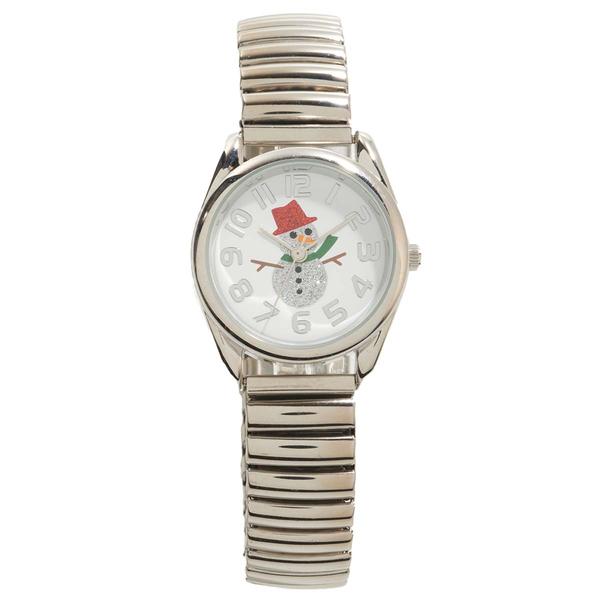 Womens Silver-Tone Expansion Band Snowman Dial Watch - PT10164B