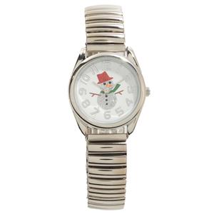 Womens Silver-Tone Expansion Band Snowman Dial Watch - PT10164B