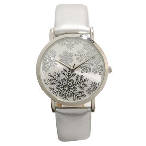 Womens Silver-Tone Snowflake Dial Silver Strap Watch - PT10186