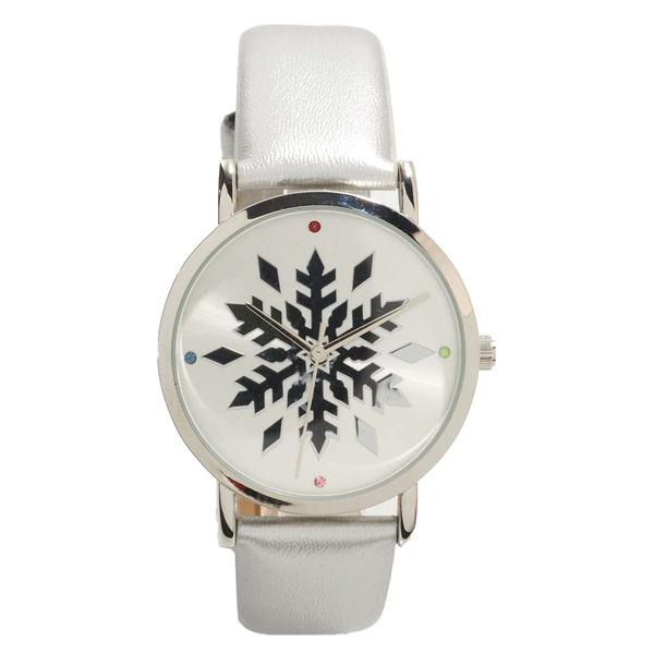 Womens Silver-Tone Snowflake & Rhinestone Watch - PT10188