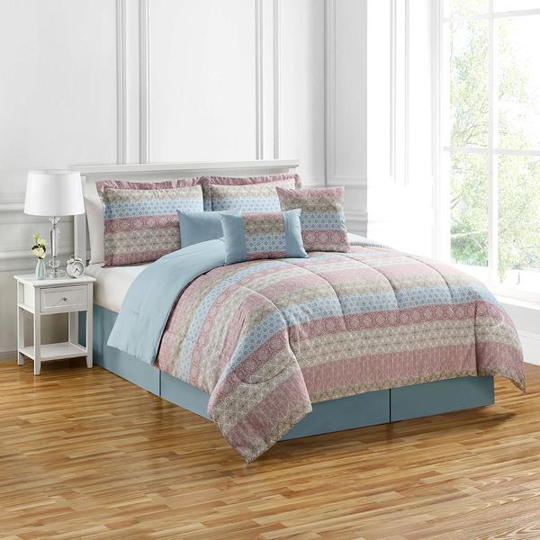 Ashley Cooper(tm) 7pc. Ellen Stripe Reversible Comforter Set