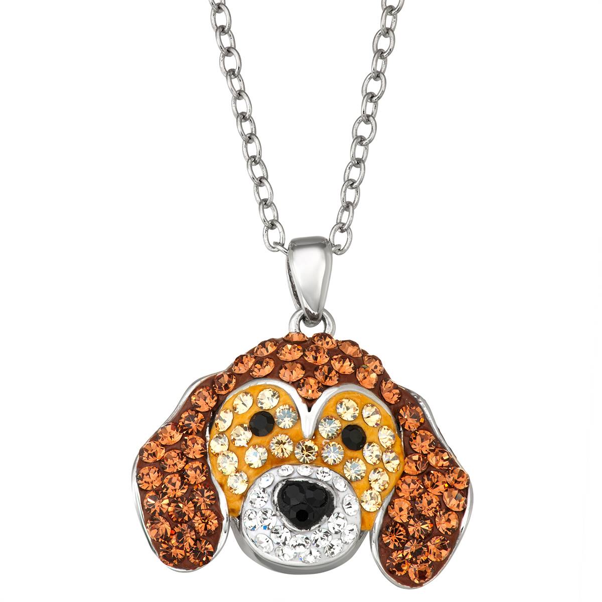 Crystal Critter Beagle Head Pendant Necklace