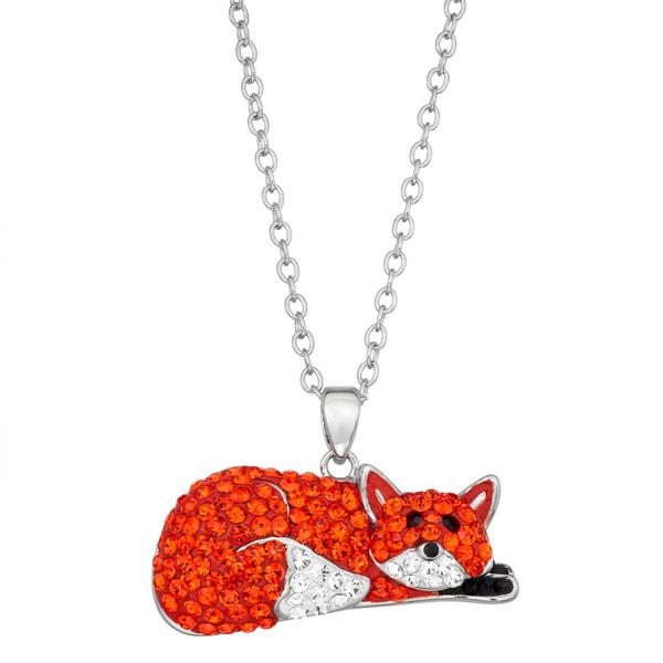 Crystal Critter Red Lounge Fox Pendant Necklace