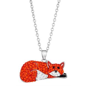Crystal Critter Red Lounge Fox Pendant Necklace