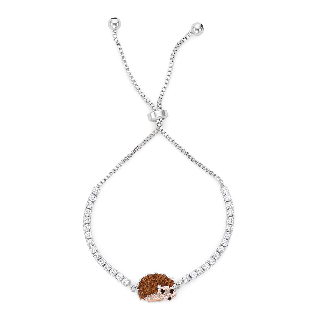 Crystal Critter CZ Hedgehog Bolo Adjustable Bracelet