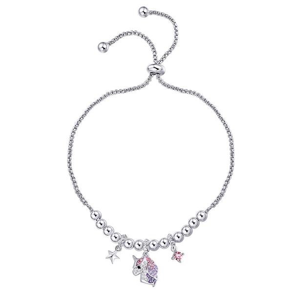 Crystal Critter Unicorn Ball Charm Adjustable Bolo Bracelet