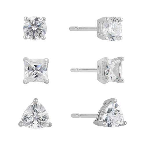 Sunstone 3pr. Sterling Silver Multi-Shape Stud Earrings Set