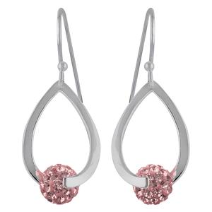 Silver-Tone Rose Fireball Teardrop Drop Earrings