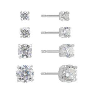Sunstone 4pr. Sterling Silver Round Stud Earrings Set