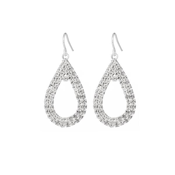 Roman Silver-Tone Teardrop Crystal Drop Earrings