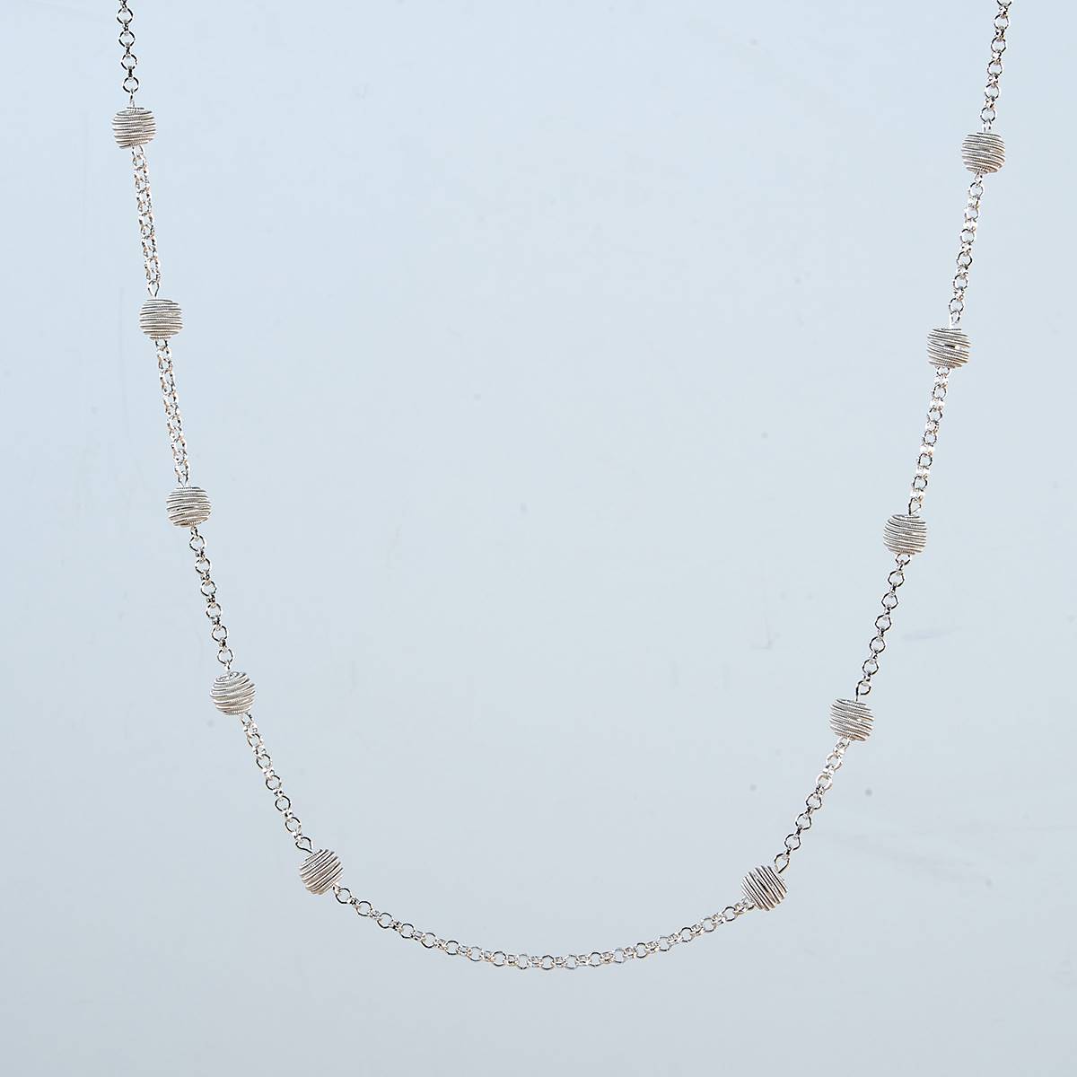 Roman Silver-Tone Jute Bead Necklace